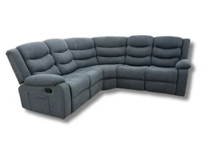 Grey Fabric Recliner Corner Sofa with Drop Down Cup Holders | Free UK Delivery - Picture 1 of 5