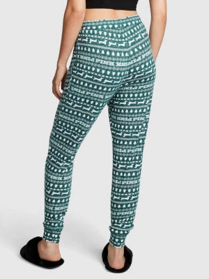 Victoria's Secret ROSA - M Verde Navidad Pijama Pantalones Acogedor Dormir Jogger Mediano Foto 1 de 4