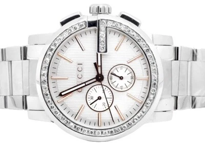 Mens 44 MM Gucci 101 G-Chrono Rose Gold Dial Diamond Watch YA101201 3.0 Ct - Image 1 of 4