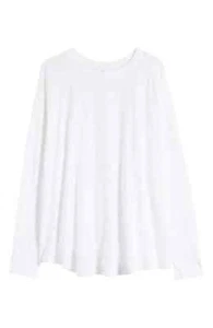 Zella Plus White Relaxed Washed Cotton Jersey Long Sleeve Tee T-Shirt - 2X - Picture 1 of 10