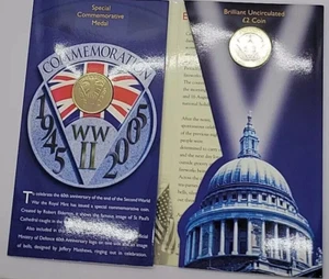 ROYAL MINT 2005 WWII - ST PAULS TWO POUNDS - BRILLIANT UNC. - BU 2-COIN PACK - Picture 1 of 13
