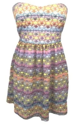 Vestido Delia S Rayas Sin Tirantes Ajustado Elástico Arco Iris Fiesta Mini Foto 1 de 4