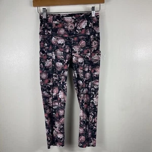 Lululemon Leggings Fast Free Crop II Nulux 19” Peony Multi Women Size 4 Pockets - Picture 1 of 11