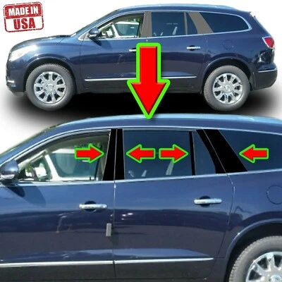 Black Pillar Trim for Buick Enclave 07-17 10pc Set Door Cover Piano Post - Image 1 of 4