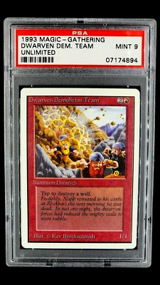 1993 MtG Magic the Gathering Unlimited Dwarven Demolition Team Uncommon PSA 9  - Image 1 of 4