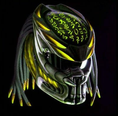 FREE SHIPPING PREDATOR HELMET CUSTOM YELLOW FIRE ( DOT & ECE CERTIFIED ) - Image 1 of 4