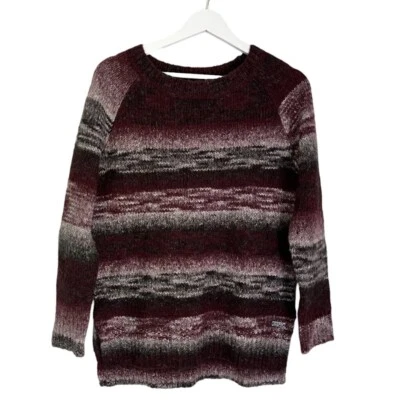 Harley Davidson шерстяная смесь Marl вязаный реглан рукав свитер темно-бордовый серый XS - Изображение 1 из 4