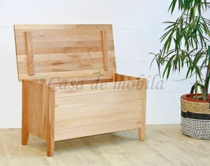 Massivholz Truhe ANTON 84x48x38cm Holz Sitztruhe Bank Kernbuche massiv geölt - Bild 1 von 7