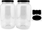 Gallon Plastic Jars 2pack Clear Round Containers With Black Ribbed Lids Bpafre