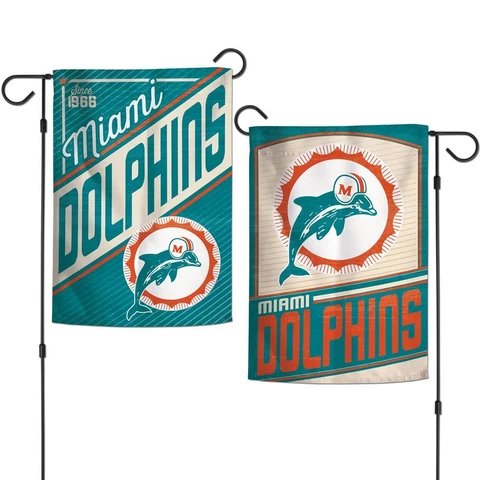 MIAMI DOLPHINS CLASSIC RETRO LOGO 12"X18" 2 SIDED GARDEN FLAG NEW WINCRAFT 🐬 Cover