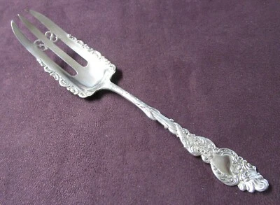 Tenedor para servir pastelería Columbia plateado 1893 estilizado delfín sin monograma tu Foto 1 de 4