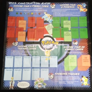 VTG 1999 POKEMON DOUBLE SIDED PLAY MAT DECK CONSTRUCTION GUIDE BATTLE ARENA J - Picture 1 of 2