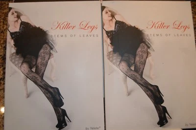 2 Pares Patas Asesinas Rejilla Pantimedias NEGRAS Tallos de Hojas OS Lencería Sexy B3 Foto 1 de 3