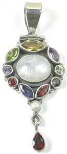 PENDANT with Moonstone Pearl Iolite Sterling Silver Wedding - Picture 1 of 1