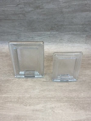 VTG MIKASA Crystal Art Deco Picture 5x6" & 4x5 OVERALL Frame Clear Ribbed Glass - Image 1 of 4