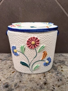 Vintage Floral Bumpy Textured Sugar Bowl With Lid Japan Handpainted Knob Handles - Picture 1 of 12