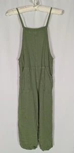 Cat & Jack Jumpsuit L 10 12 Girl's Green Linen Blend Spaghetti Strap Romper - Picture 1 of 8