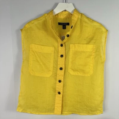 Top Banana Republic para mujer talla XXS P Ramie amarillo utilitario safari cuadrado de gran tamaño Foto 1 de 4