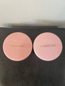 Vintage CHANTILLY Pink Marbled & Solid Dusting Powder EMPTY Containers W Lids - Picture 1 of 13