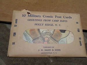 VTG 40s USMC Marine Corp Random 10 Military Comic Postcards Camp Davis NC SEALED - Picture 1 of 11