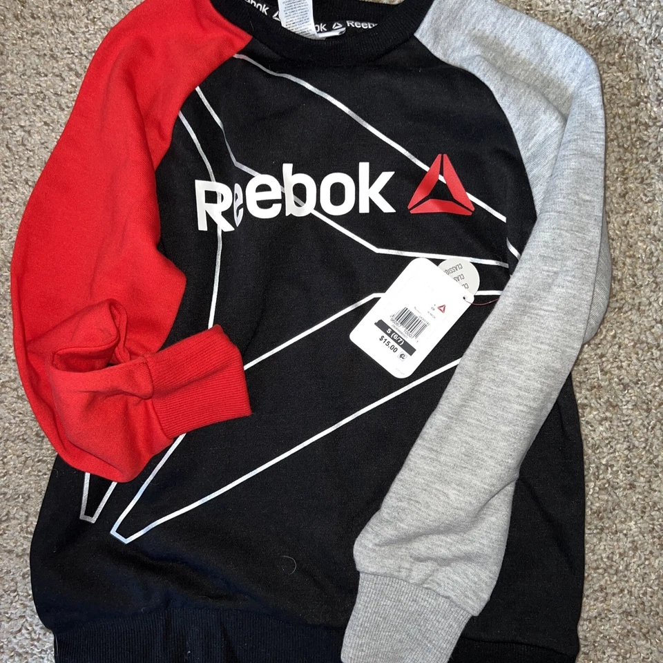 Reebok Boy's Long Sleeve Pullover Crew Neck Shirt Navy Size M