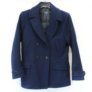 Abercrombie & Fitch Men's Navy Blue Wool Blend Coat Jacket Small - Picture 1 of 7