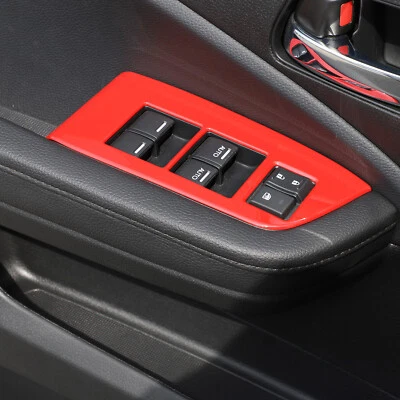 4PCS Red ABS Window Lift Button Trim Frame Cover For Honda Pilot 2016-2022 US - Image 1 of 4