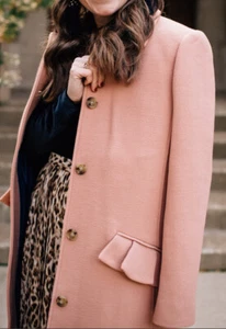 J Crew Ruffle Pocket Italian Double Cloth Wool Coat Sz 2 Cedar Pink NWT - Picture 1 of 11