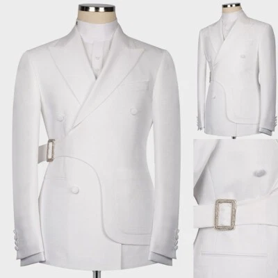 Мужской блейзер пик лацкан двубортный официальный свадебная куртка для женихов 1 шт. - Изображение 1 из 4