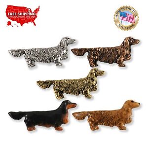Pewter Dachshund Long Hair Wiener Dog Lapel Pin or Magnet, D366F, Made in USA