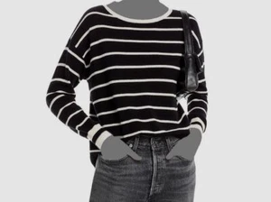 Alice and Olivia Women Black Fila Wool Blend Crewneck Sweater Size M - Picture 1 of 3