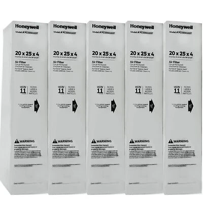Honeywell 20x25x4 Furnace Filters, Filter Replacement, Merv 11 (5 Pack) - Image 1 of 4