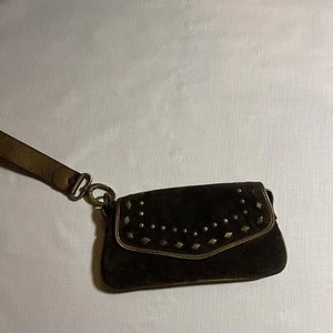 COUTURE DONALD J PLINER BROWN SUEDE Studded CLUTCH-Made In Italy - Picture 1 of 9