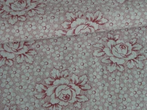 Bauernbettwäsche Stoff Baumwolle Nadeldruck weinrote Röschen 125 x 175 cm - Picture 1 of 4