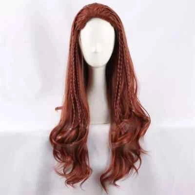 全新 电影 The Little Mermaid Cosplay 假发 带小辫子 长波浪发 假发 — 第 1/4 张图片