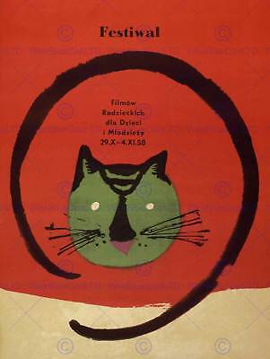 Exhibition Festival Film Movie Cat Poland Warsaw Art Print Poster Bb7402 • 12.37€