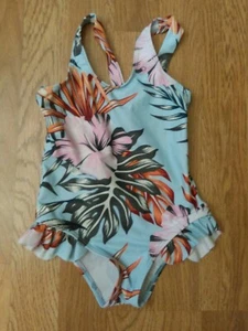 Patpat Flowers Leaves Multicolor Girl's One Piece Lined Swim Bathing Suit 3-4T Y - Picture 1 of 4