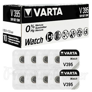 10 x Varta 395 batteries Silver Oxide 1.55V SR927SW SR57 399 V395 for Watches