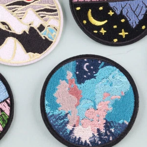 Space Iron Day Night on Embroidered on Sew Badge Emblem Patch Applique Circle - Picture 1 of 49