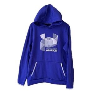 Under Armour Boys Youth XL Coldgear Hoodie Sweatshirt Purple Sporty Athletic  - Picture 1 of 9