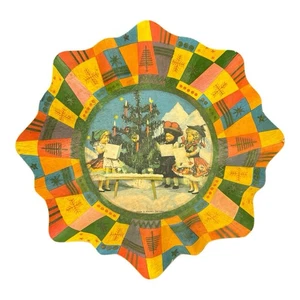 Plato de tazón de galletas de árbol de Navidad de papel prensado alemán de colección juguetes para niños 12" - Imagen 1 de 12