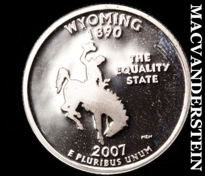 2007-S Silver Wyoming State Quarter - Choice Gem Proof Lustrous #D3624 - Picture 1 of 2