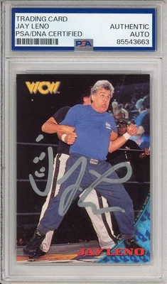 1998 Topps WCW Jay Leno Signed Card The Tonight Show Autograph PSA DNA Authentic - Image 1 of 2