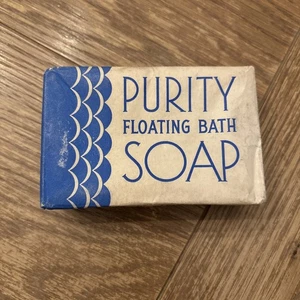 Raro sapone da bagno galleggiante purezza vintage Iowa Soap Company metà secolo - Foto 1 di 6