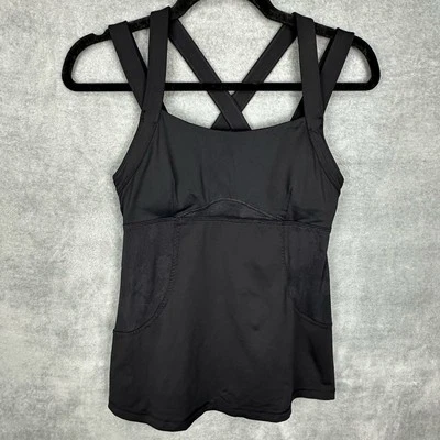 Sujetador Lululemon Top Mujer 8 Negro Chaturanga Floral Malla Estante Acolchado Gimnasio Activo Foto 1 de 4