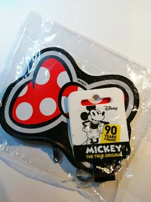 Minnie Souris 90 Years Of Magic Porte-Clés Porte-Monnaie Nœud Ruban Zip Neuf - Photo 1/2