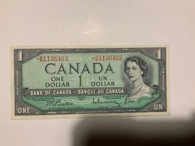 CANADA 1954 RARE 1$ DOLLAR *BM REPLACEMENT BANKNOTE / - Image 1 of 4