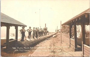 Astoria Oregon RPPC Flagpole for Centennial Park Logging Lumber Scene 1911 - Picture 1 of 2