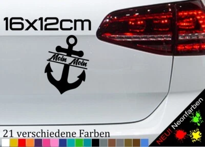 Anker Moin Moin Sticker Hamburg Sylt Nordsee Matrose Rügen Urlaub Ostsee 16x12cm - Bild 1 von 4