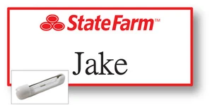 1 NAME BADGE HALLOWEEN COSTUME JAKE FROM STATE FARM PIN FREE SHIPPING - Picture 1 of 5